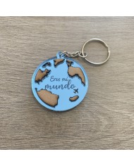 Llavero "Eres mi mundo" con Fecha y Dos Nombres por Detrás