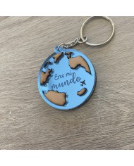 Llavero "Eres mi mundo" con Fecha y Dos Nombres por Detrás