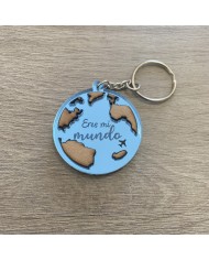 Llavero "Eres mi mundo" con Fecha y Dos Nombres por Detrás