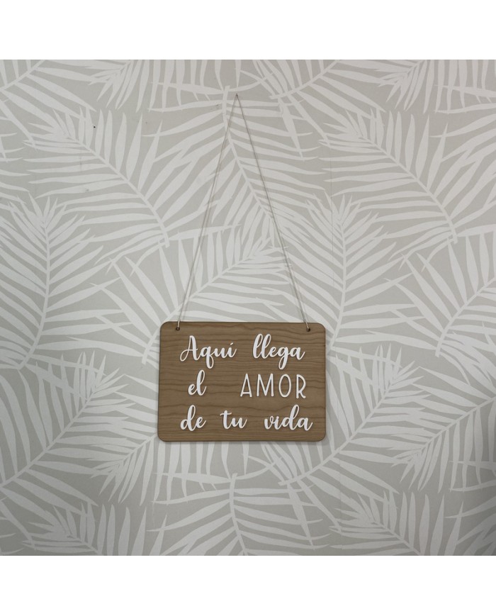 Cartel "Aquí llega el amor de tu vida"