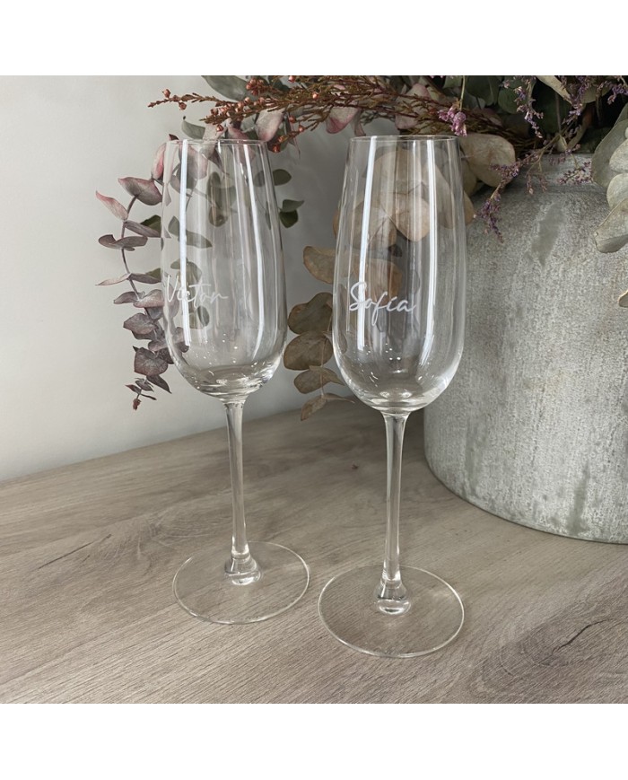 Copa de Champán con Nombre Grabado