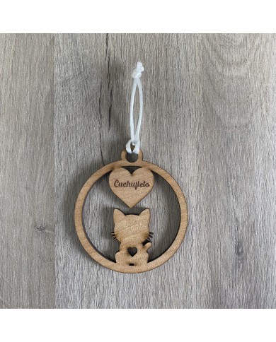 Bola de Navidad Gato con Nombre y Corazón