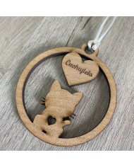 Bola de Navidad Gato con Nombre y Corazón