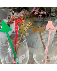 Pack de 5 Agitadores (Árbol + Bastón + Reno + Estrella + Patín)