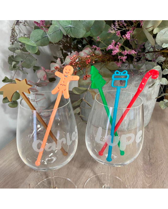 Pack de 5 Agitadores (Estrella + Galleta + Árbol + Regalo + Bastón)