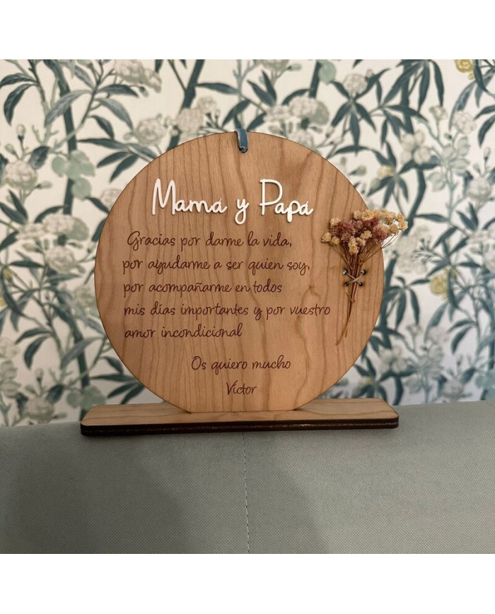 Cartel "Gracias Mamá y Papá" con Ramillete