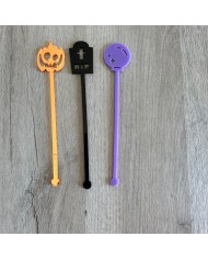 Pack Agitadores Halloween Calabaza, Tumba y Bola de Cristal Pack Agitadores Halloween Calabaza, Tumba y Bola de Cristal