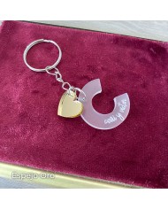 Llavero Inicial con Nombre Grabado y Colgante de Corazón Llavero Inicial con Nombre Grabado y Colgante de Corazón