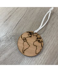 Identificador de Maleta Bola del Mundo con Nombre y Número de Teléfono