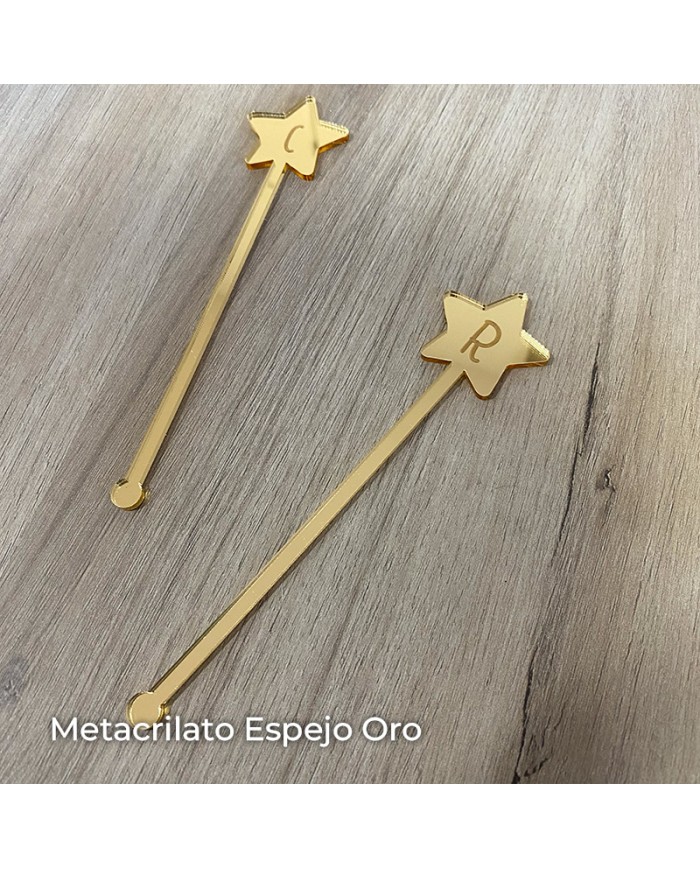 Agitador de Estrella con Inicial Grabada Agitador de Estrella con Inicial Grabada