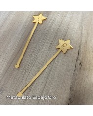 Agitador de Estrella con Inicial Grabada Agitador de Estrella con Inicial Grabada