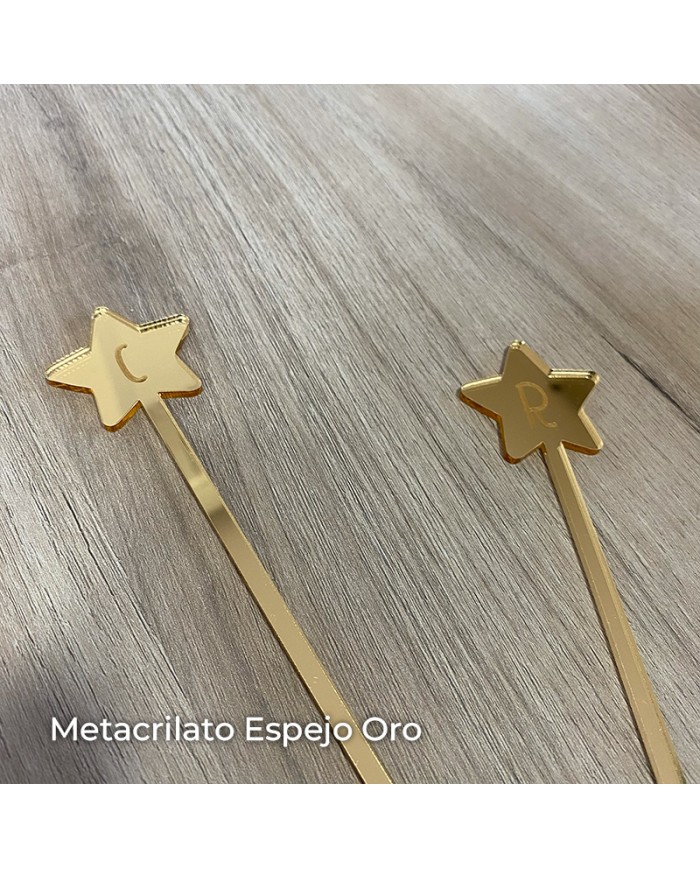 Agitador de Estrella con Inicial Grabada Agitador de Estrella con Inicial Grabada