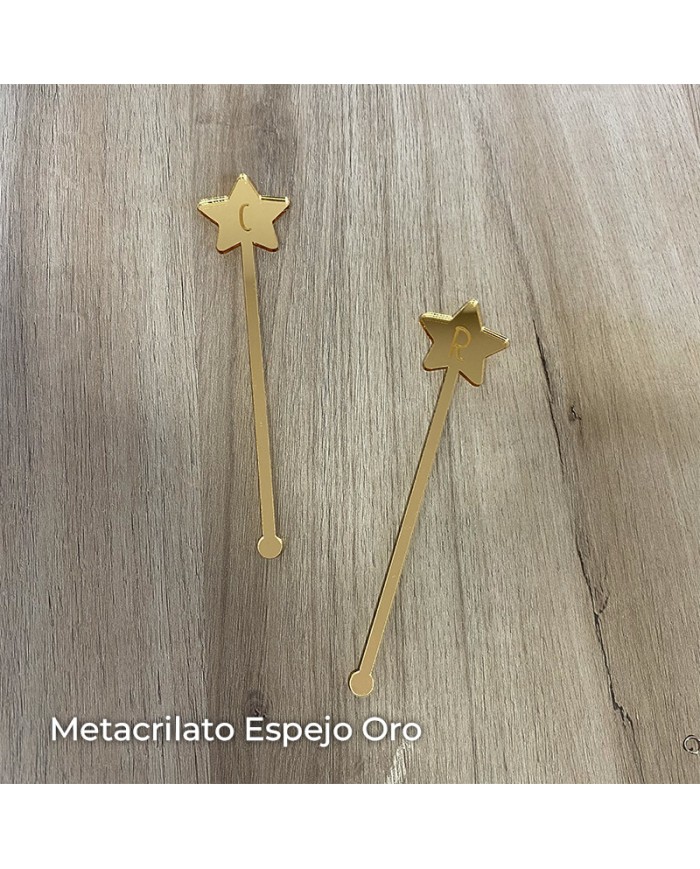 Agitador de Estrella con Inicial Grabada Agitador de Estrella con Inicial Grabada