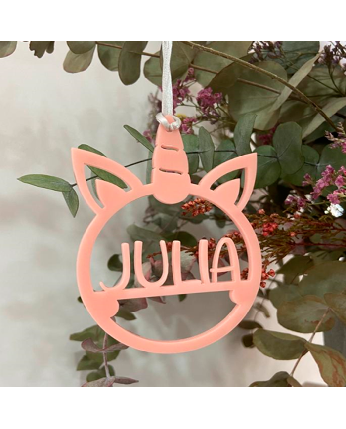 Bola de Navidad con Forma de Unicornio y Nombre