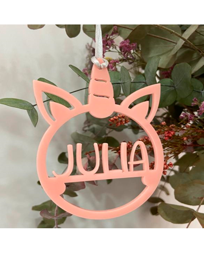 Bola de Navidad con Forma de Unicornio y Nombre