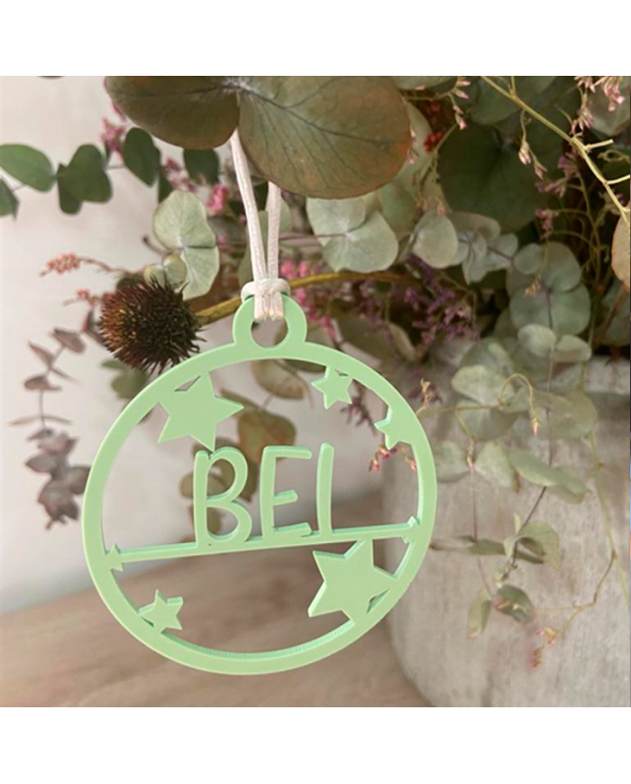 Bola de Navidad Redonda con Estrellas y Nombre Bola de Navidad Redonda con Estrellas y Nombre