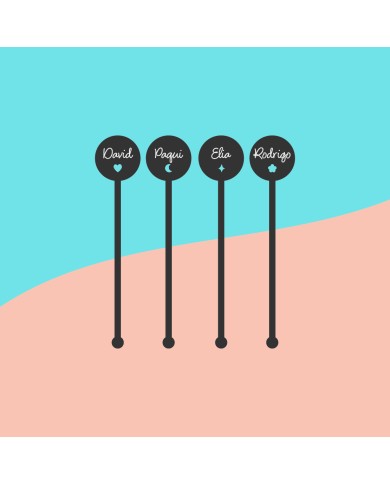 Agitador Nombre Grabado con Detalle Troquelado