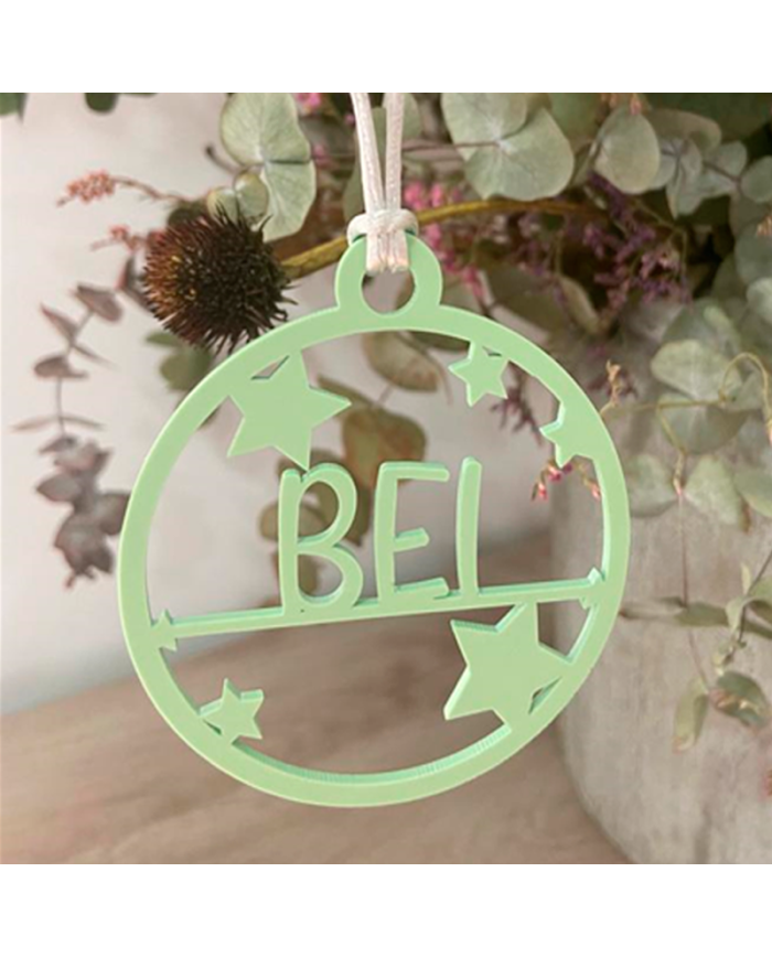 Bola de Navidad Redonda con Estrellas y Nombre Bola de Navidad Redonda con Estrellas y Nombre