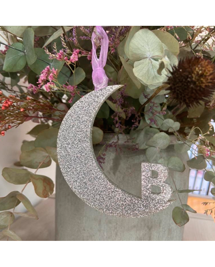 Adorno de Navidad con Forma de Luna con Inicial