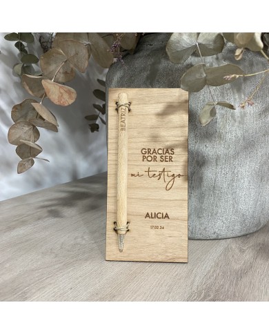 Placa "Gracias por ser mi testigo" con Boli Personalizado con Nombre Placa "Gracias por ser mi testigo" con Boli Personalizado con Nombre