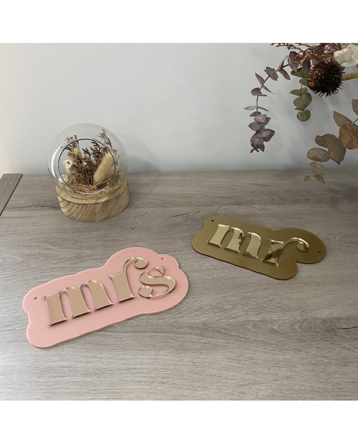 Cartel "Mr" y "Mrs" para Sillas