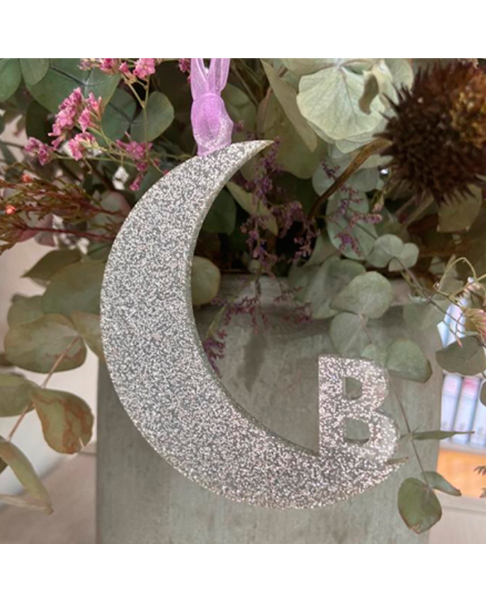 Adorno de Navidad con Forma de Luna con Inicial