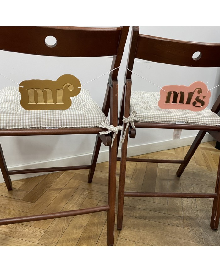 Cartel "Mr" y "Mrs" para Sillas