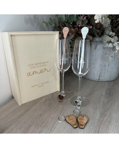 Pack Boda Novios "Hoy brindamos por vuestro amor" Pack Boda Novios "Hoy brindamos por vuestro amor"