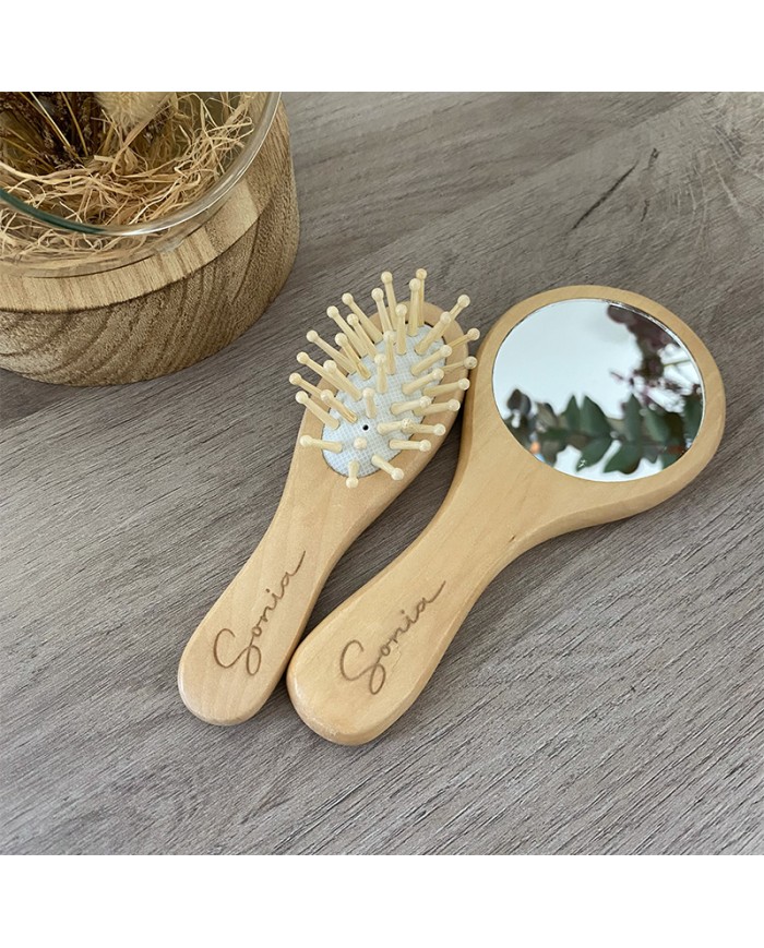 Set Cepillo y Espejo con Nombre Grabado