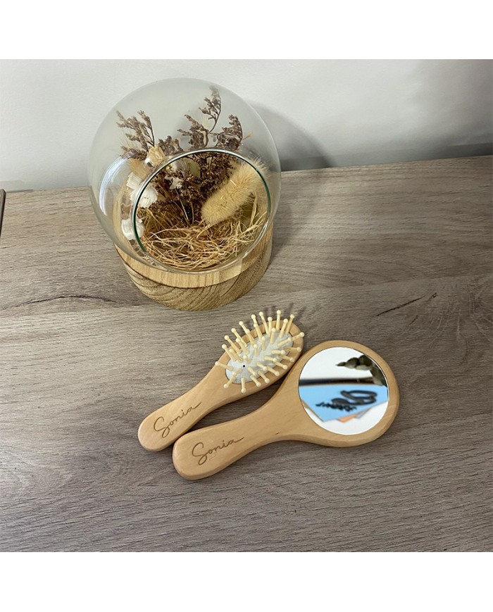 Set Cepillo y Espejo con Nombre Grabado