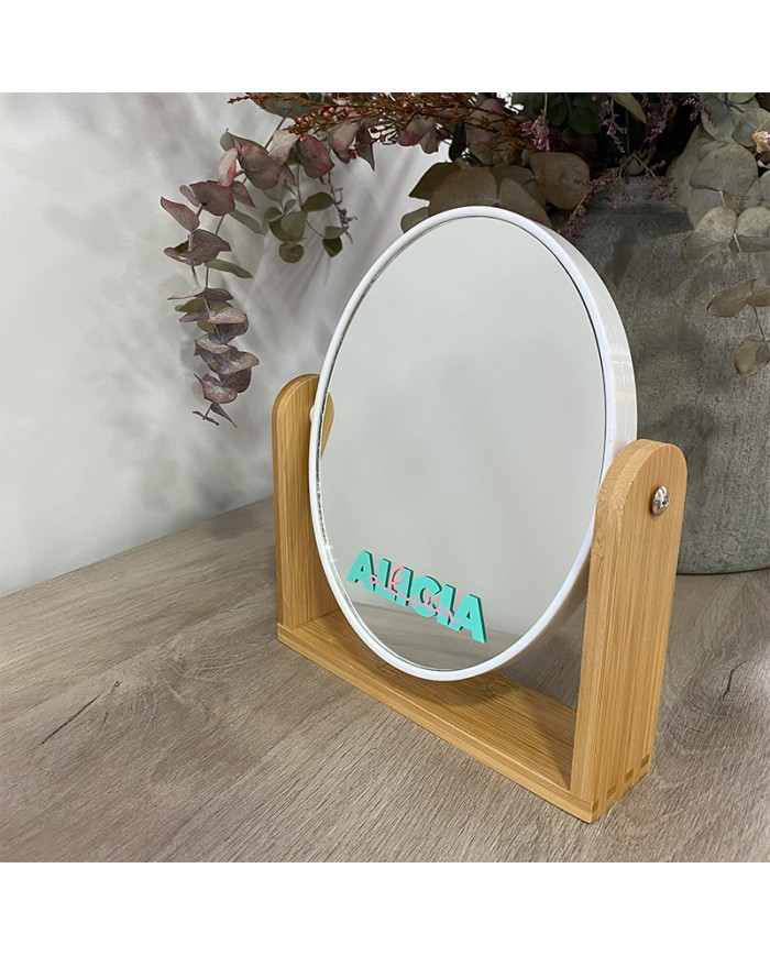 Espejo Tocador con Nombre en Vinilo