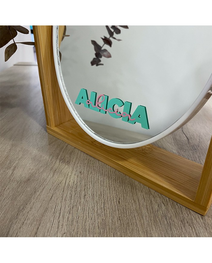 Espejo Tocador con Nombre en Vinilo