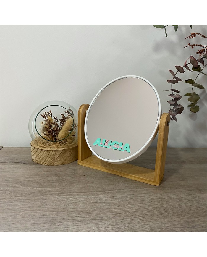 Espejo Tocador con Nombre en Vinilo