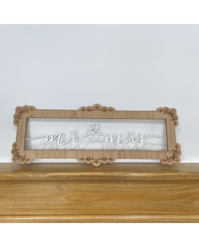 Photocall Vintage Mr&Mrs de Madera de Cerezo y Blanca con Nombre y Fecha Grabados