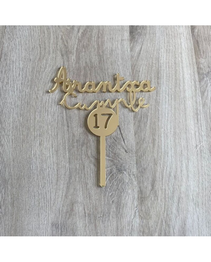 Topper Cumpleaños Nombre y Número en Círculo