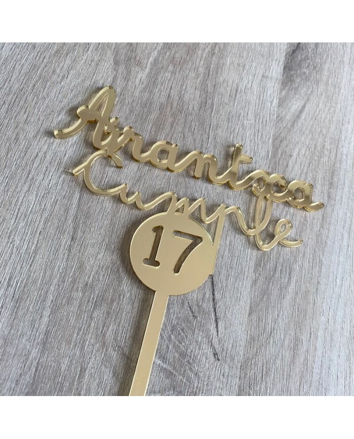 Topper Cumpleaños Nombre y Número en Círculo