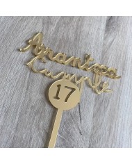 Topper Cumpleaños Nombre y Número en Círculo