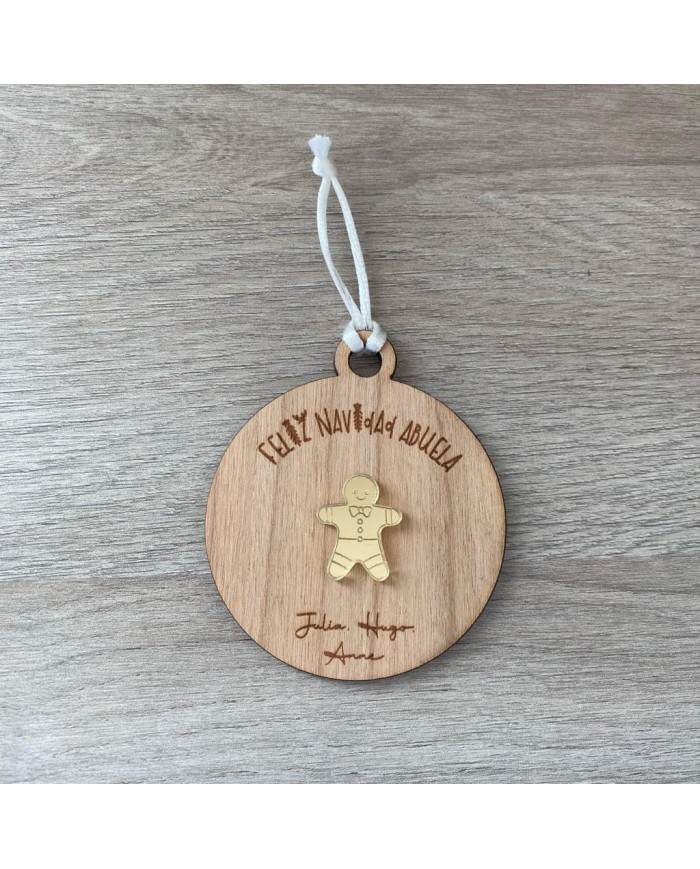 Bola Feliz Navidad con Muñeco de Galleta de Jengibre y Nombres