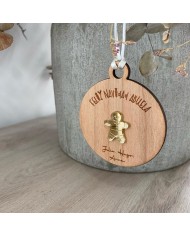 Bola Feliz Navidad con Muñeco de Galleta de Jengibre y Nombres