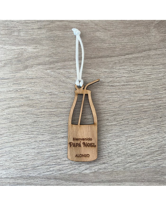 Adorno Navideño en Forma de Botella de Leche con Nombre Personalizado