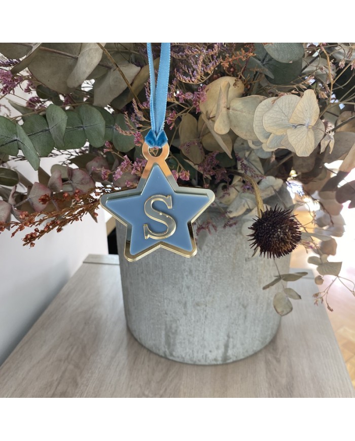 Adorno Navideño de Estrella de Metacrilatos Personalizado con Inicial