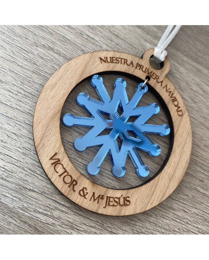 Bola de Navidad con Copo Colgando Personalizado