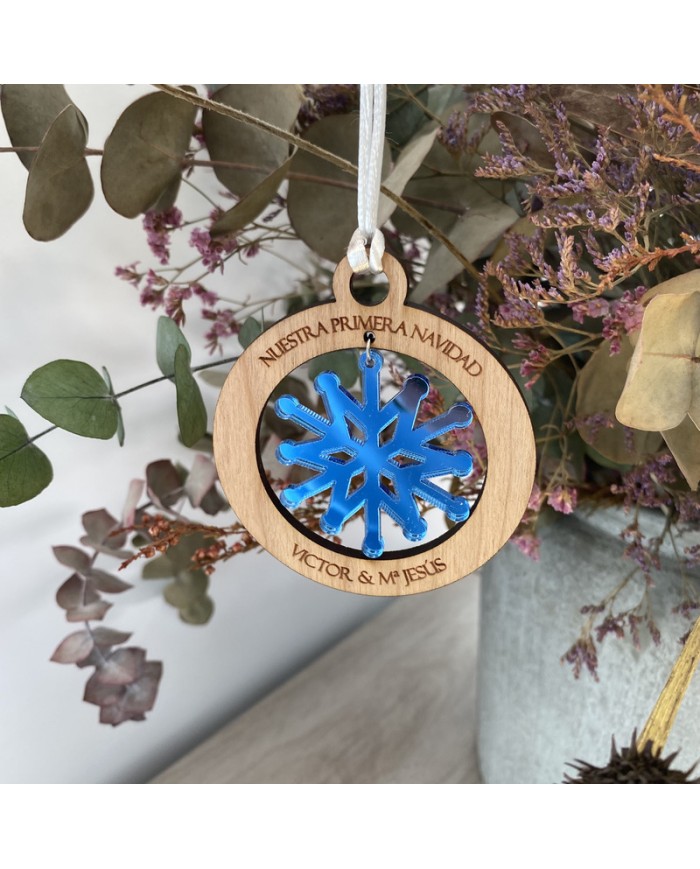 Bola de Navidad con Copo Colgando Personalizado