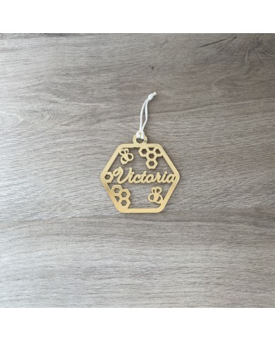 Adorno de Navidad en Forma de Panal de Abejas Personalizado con Nombre Troquelado Adorno de Navidad en Forma de Panal de Abejas Personalizado con Nombre Troquelado