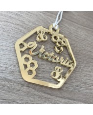 Adorno de Navidad en Forma de Panal de Abejas Personalizado con Nombre Troquelado