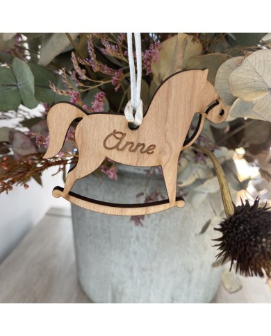 Bola de Navidad Caballito Balancín de Madera