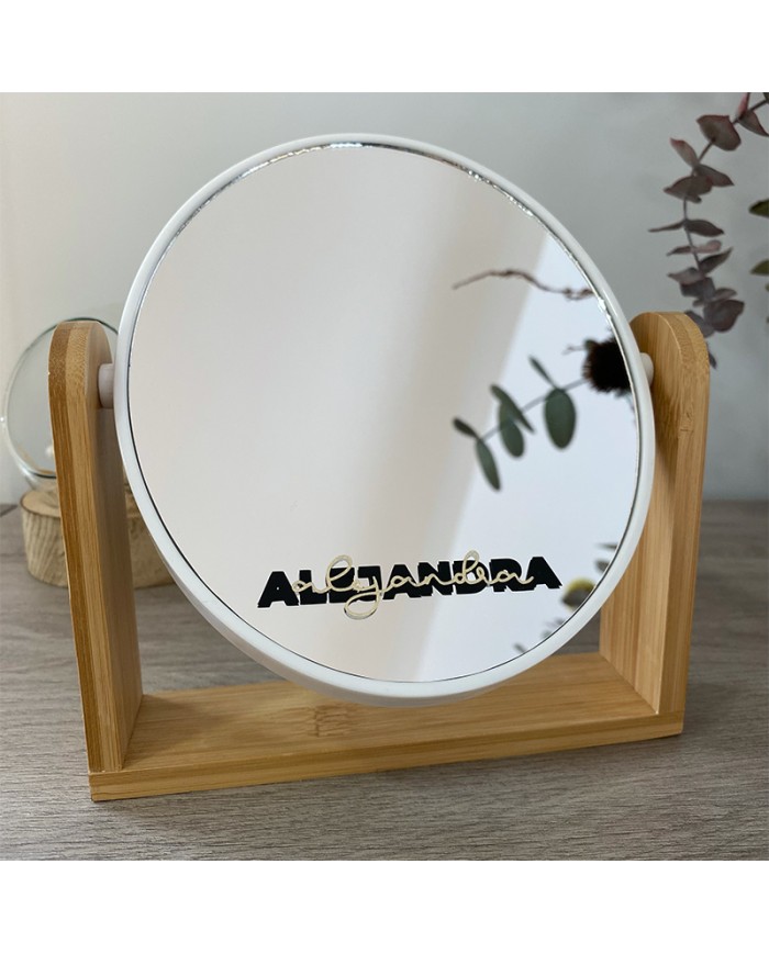 Espejo Tocador con Nombre en Vinilo