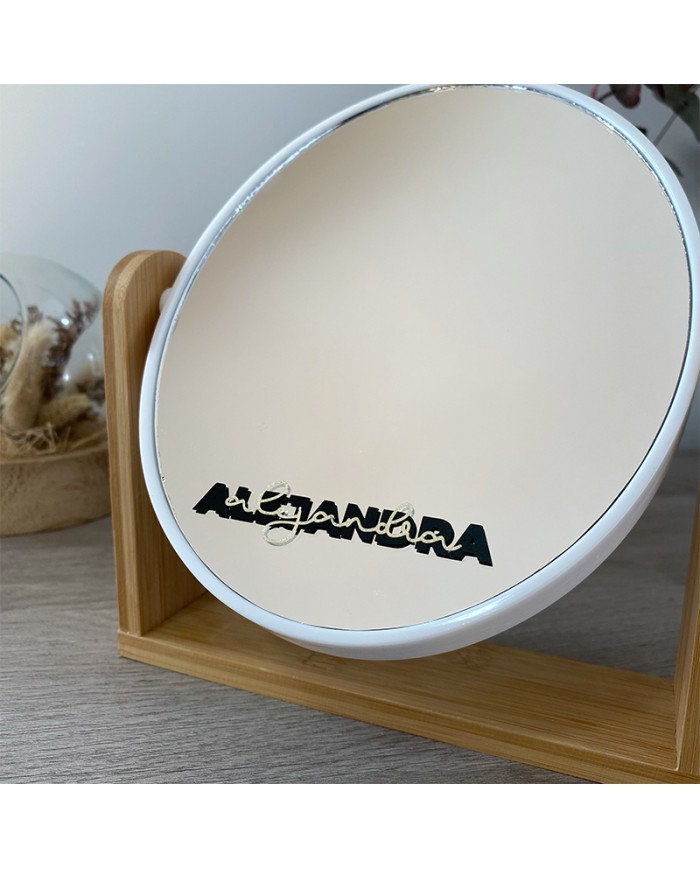 Espejo Tocador con Nombre en Vinilo