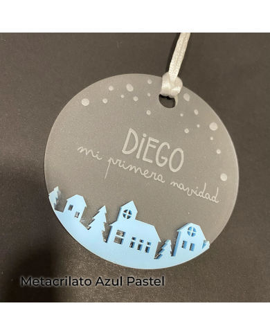Bola de Navidad "Mi primera Navidad" con Nombre y Paisaje Navideño Bola de Navidad "Mi primera Navidad" con Nombre y Paisaje Navideño