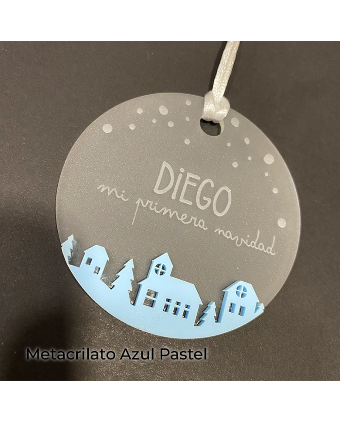 Bola de Navidad "Mi primera Navidad" con Nombre y Paisaje Navideño